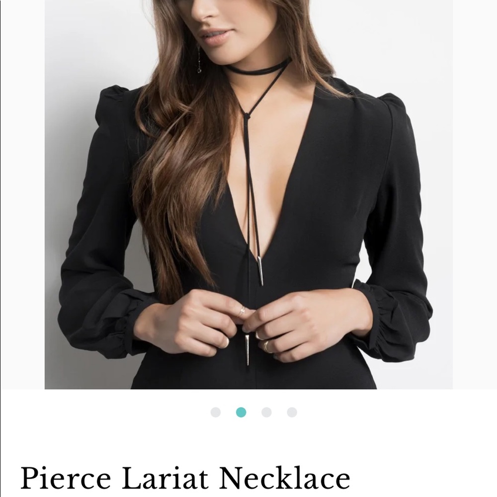 Kendra Scott Pierce Lariat choker Grey Necklace silver tips